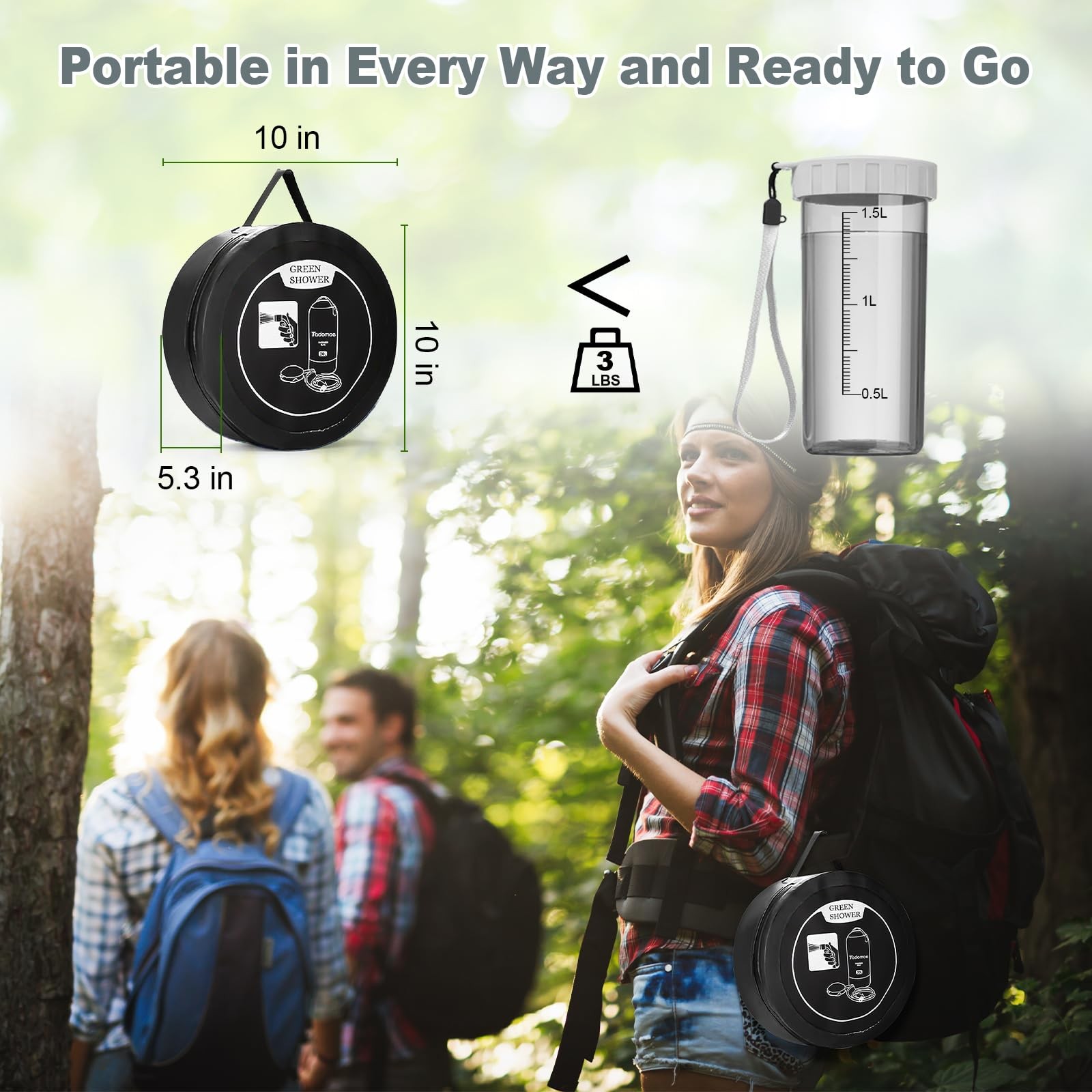 Portable Shower for Camping, 5 Gal/20 L Solar Heating Camping Shower Bag with...