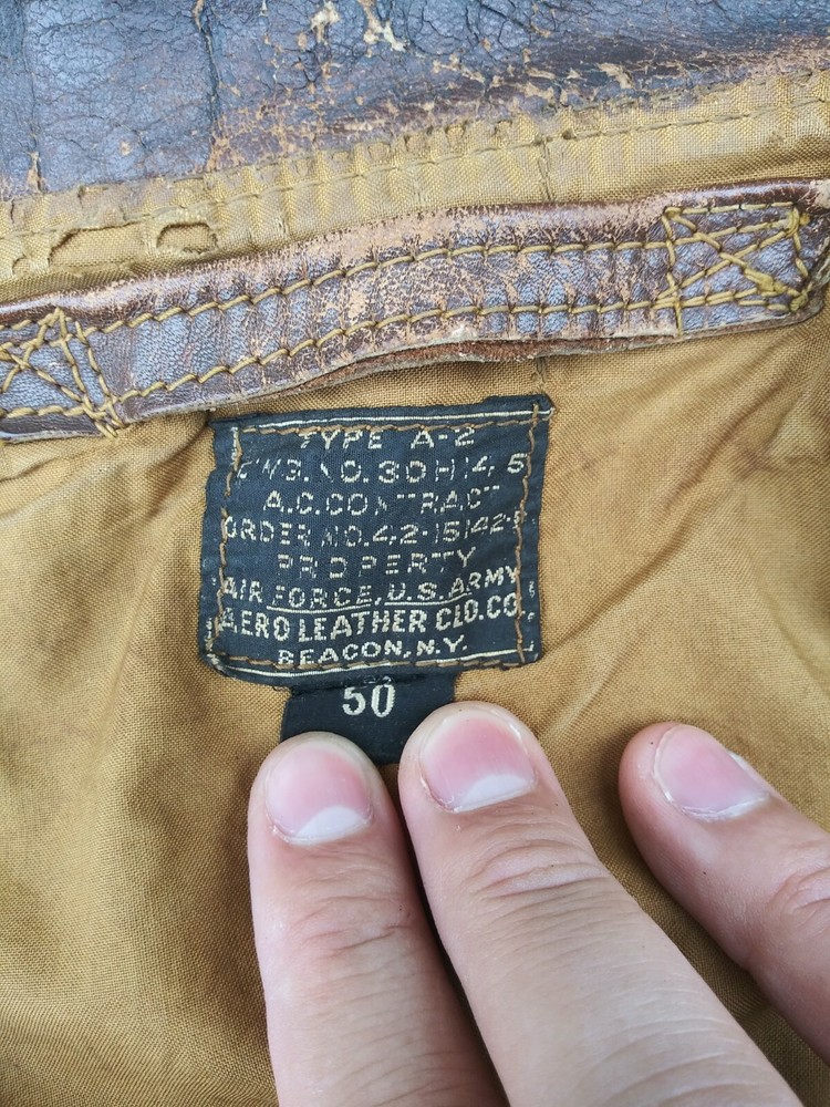 WWII Original A-2 Flight Jacket Very Rare Size 50 Bugs Bunny Patch