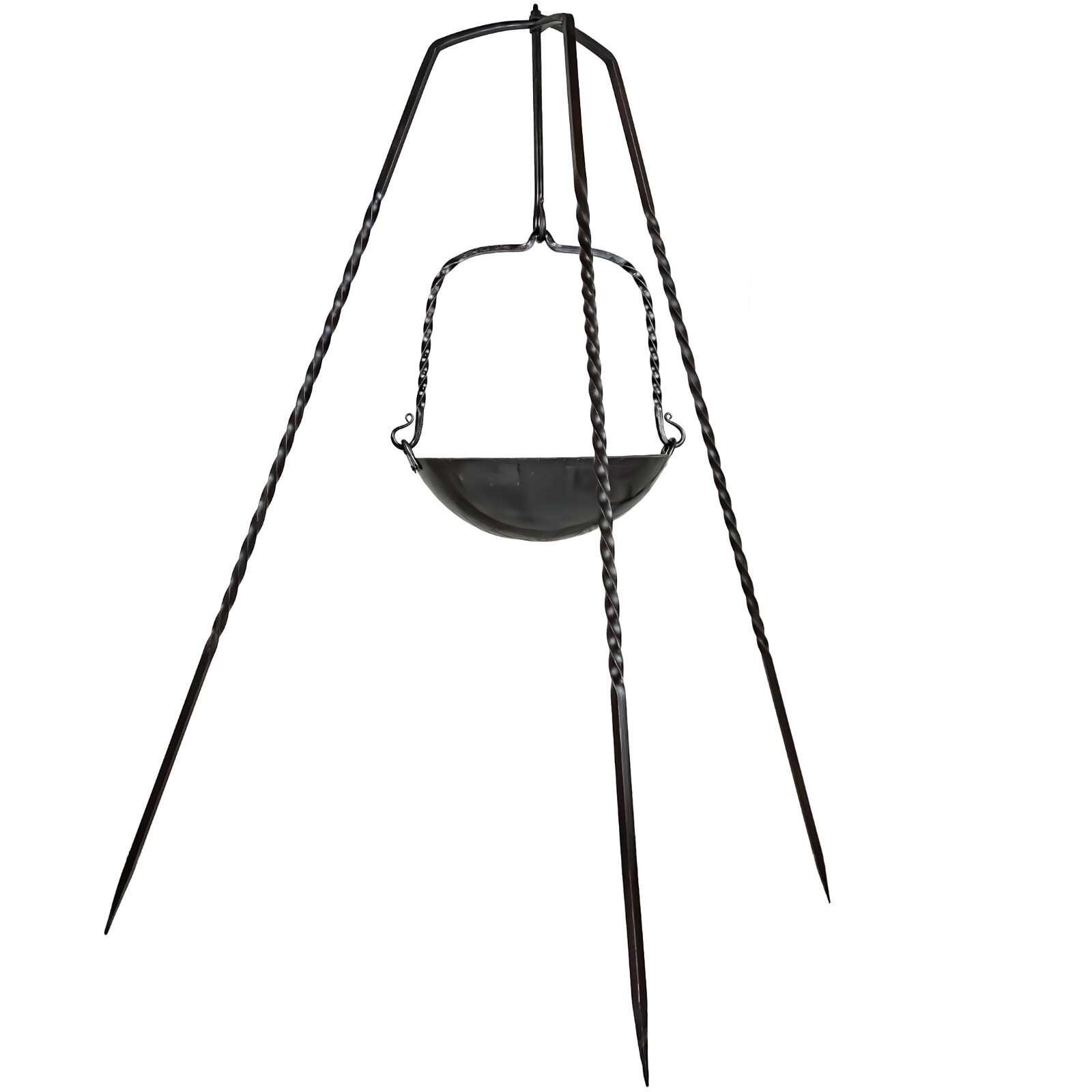 56.5 Inch Medieval Outdoor Camping Forged Iron Tripod w/ Adjustable Pot Hook