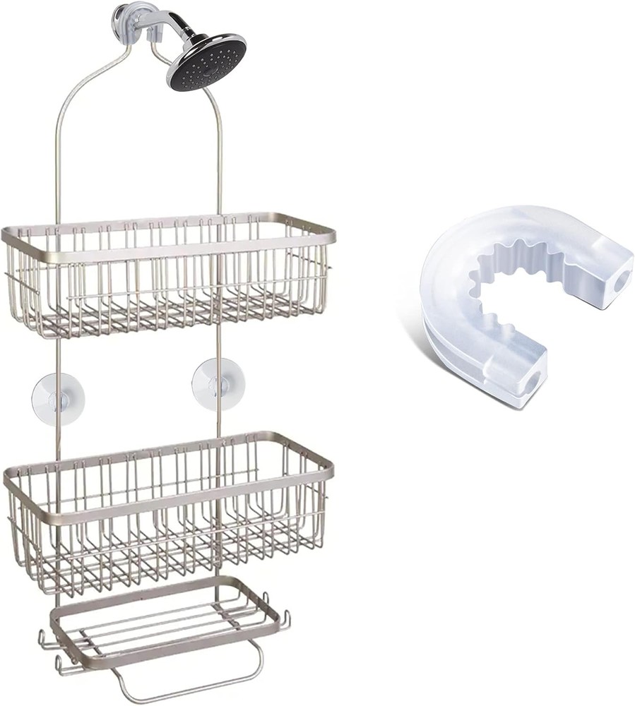 Bathroom Shower Caddy Connector with 2 Extra Strong Suction Cups Easy Attach