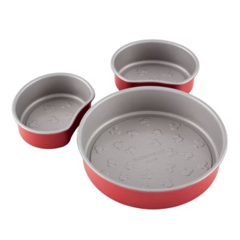 Mickey Mouse Head 3pc Nonstick Bakeware Set Red
