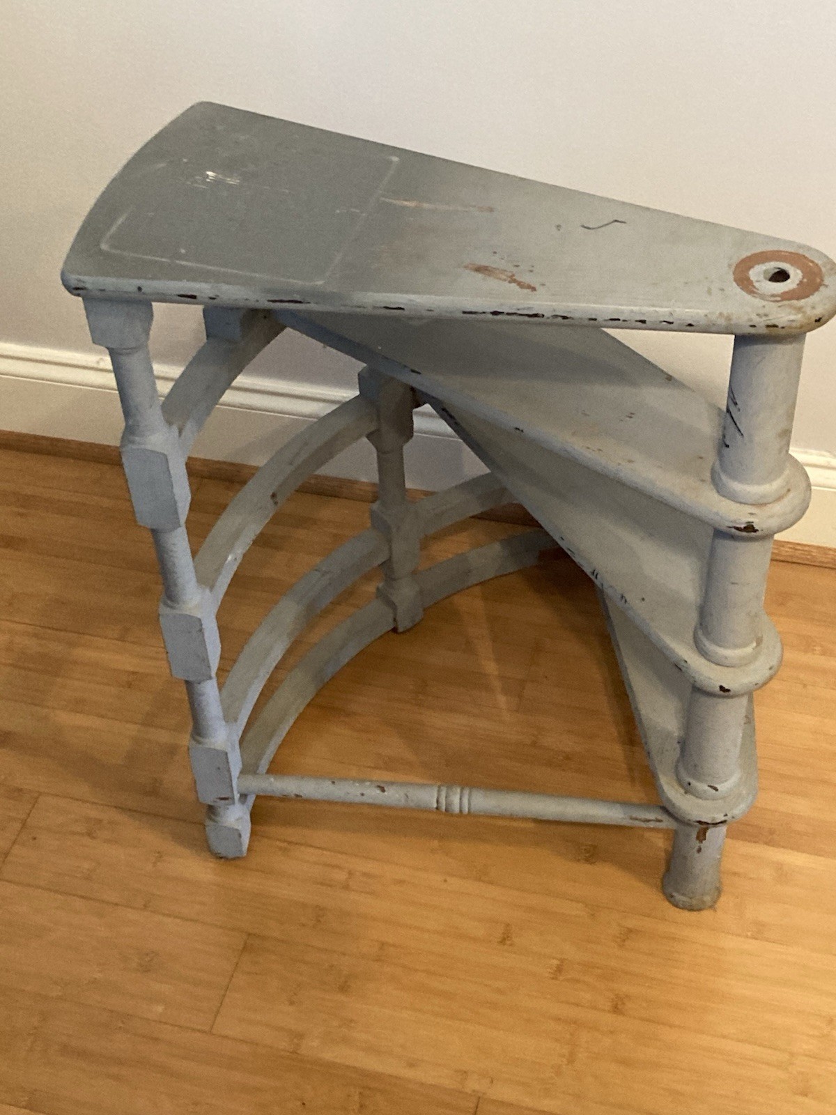 Vintage Wooden Library Spiral Case, Mid Century Modern Book stairs Made In Italy