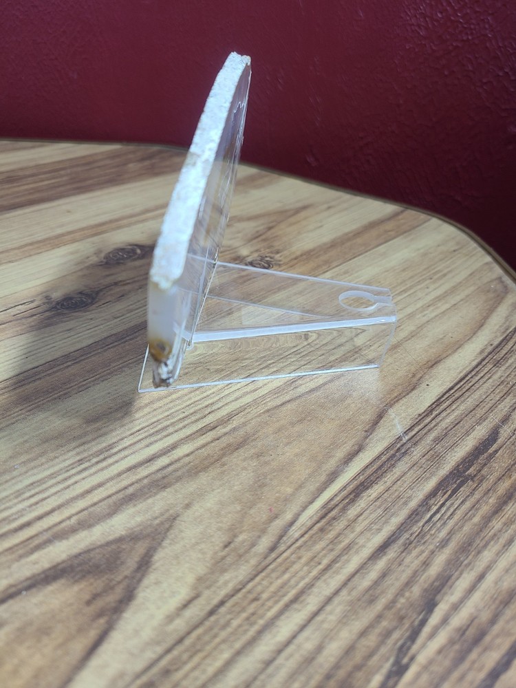 Agate Slice Decor with Painted Windmill Scene and Display Stand