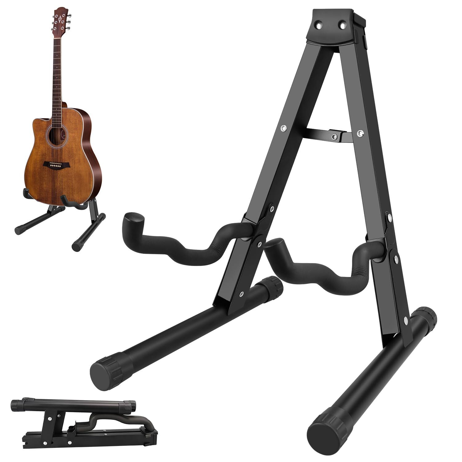 Guitar Stand A-Frame Folding Guitar Stand w/ Non-Slip Rubber and Foam Arms