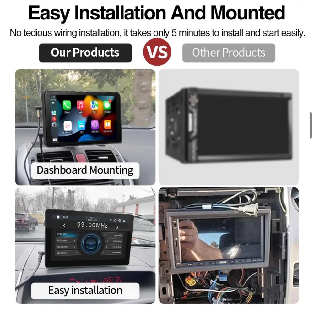 Wireless Apple CarPlay + Android Auto With 9” Touchscreen Monitor