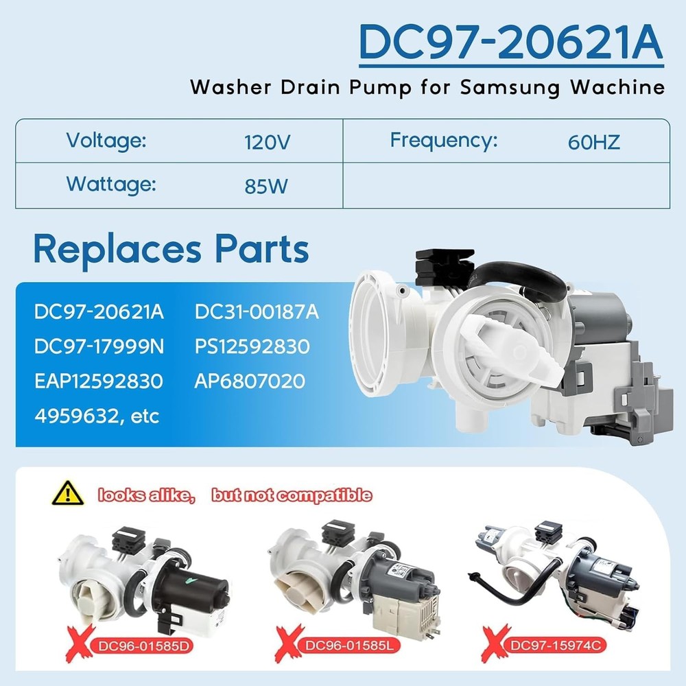 OEM Compatible Washer Drain Pump for Multiple Samsung Models - Easy Replacement