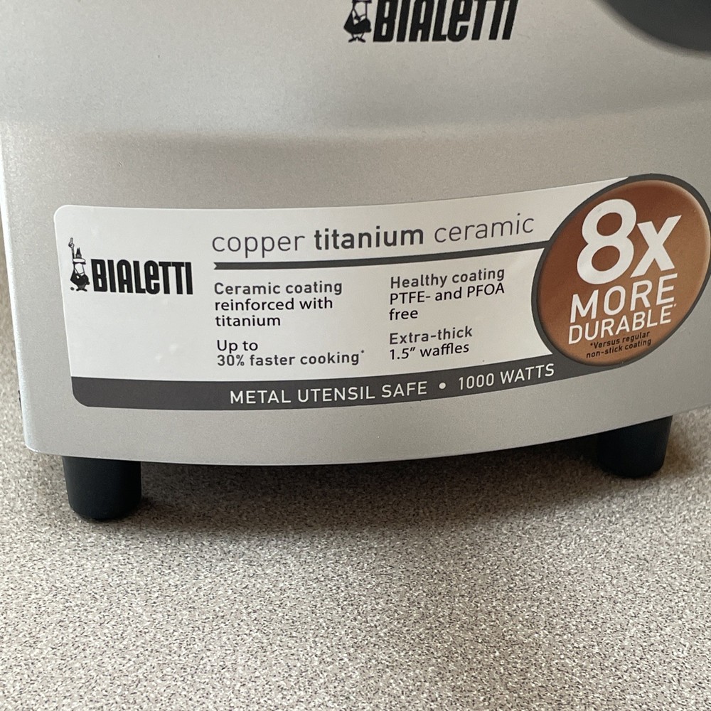 Bialetti Copper Titanium Ceramic Nonstick Turn Belgian Waffle Maker TSK-2901BW