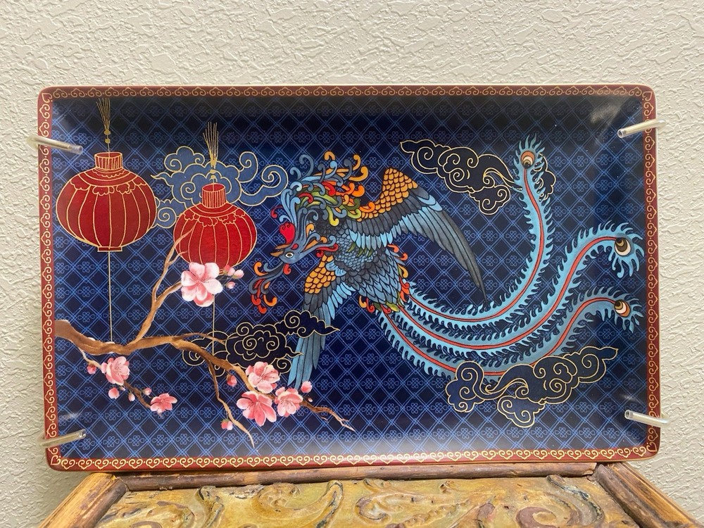 William Sonoma Lunar New Year Blue Phoenix Large Rectangular Serving Platter