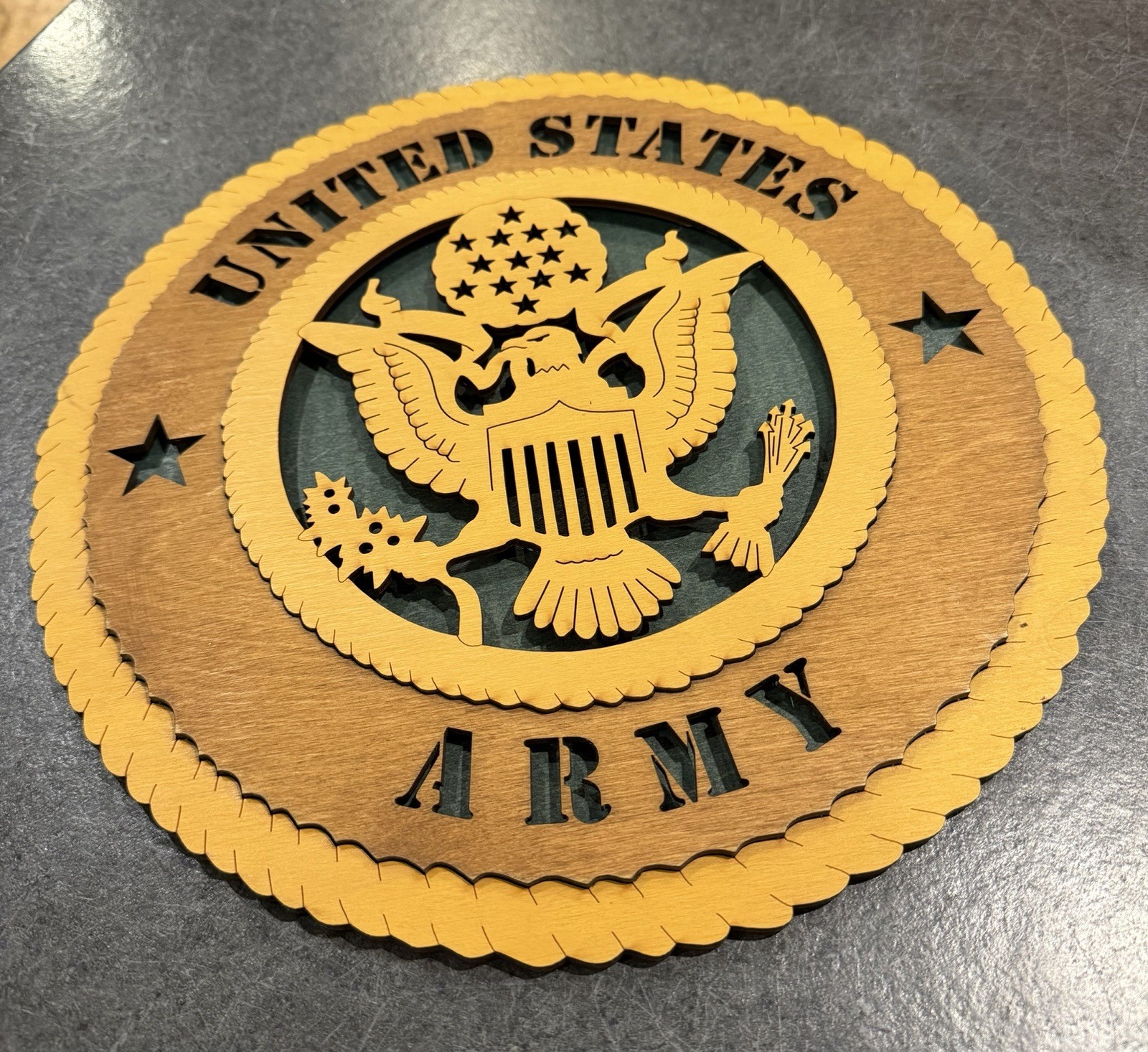 United States Army Wooden Wall Plaque Seal Laser Cut Military Decor 11”