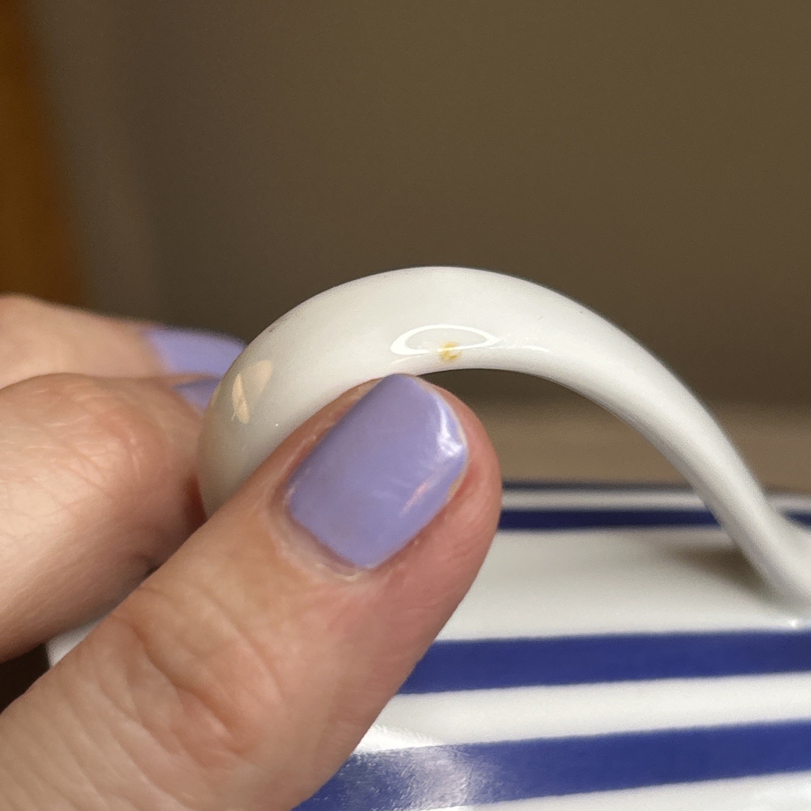 Set of 4 Wawel Made In Poland Porcelain Mug Cup Coffee Tea Stripes Blue White