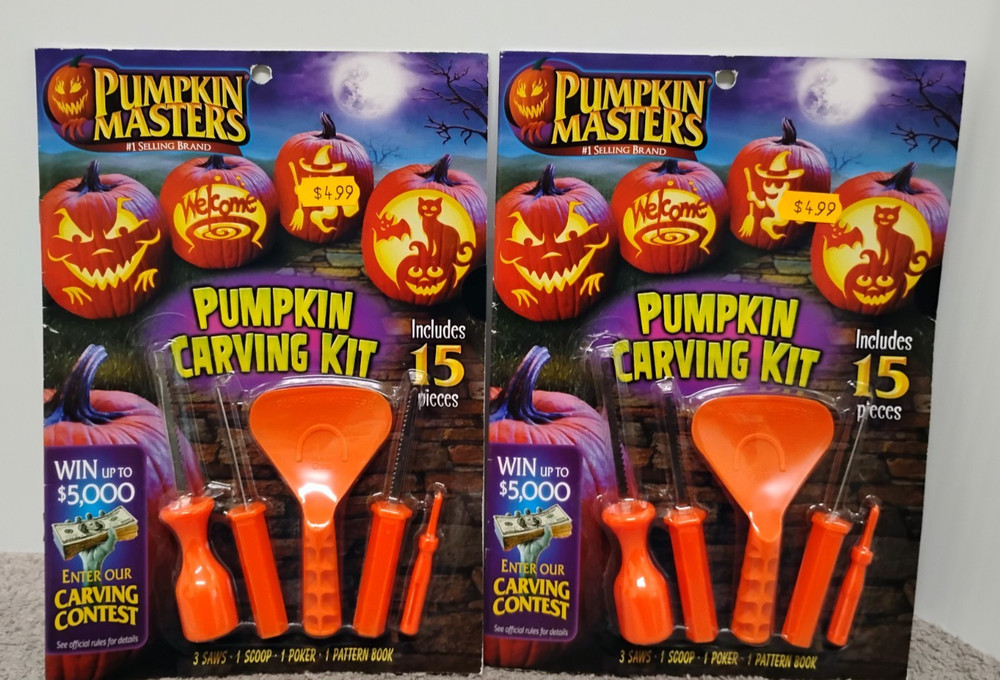 2 Pumpkin Masters Pumpkin Carving Kit includes 5 tools and 14 patterns. (00)