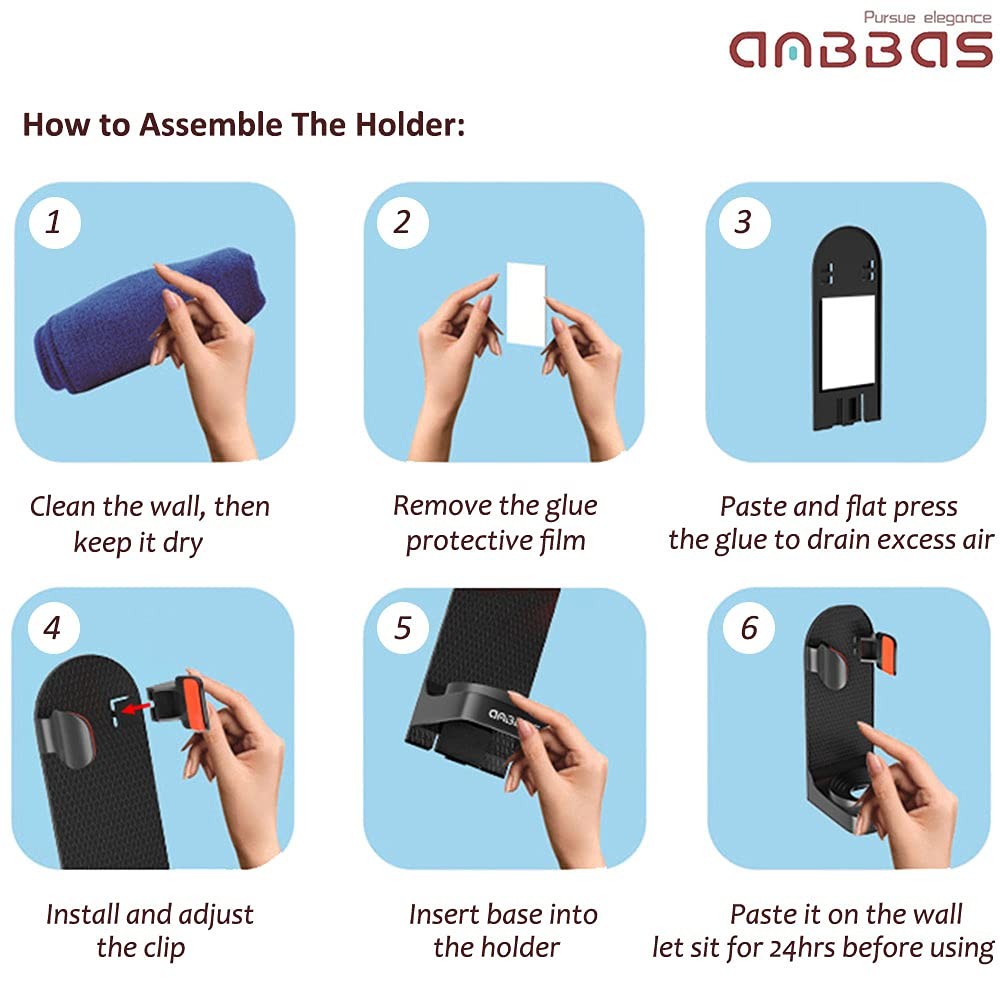 Wall Mounted Shaving Holder, ABS DIY Assembly Type Multipurpose Stand for Ele...
