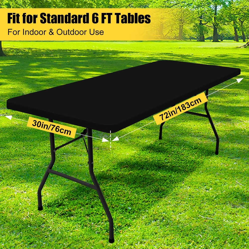 Smiry 6 Pack Rectangle Picnic Table Cloth, Waterproof Elastic Fitted Tableclo...