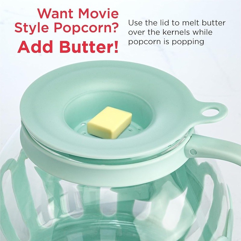Dual Function Microwave Popcorn Popper Borosilicate Glass Healthy Snack Maker US