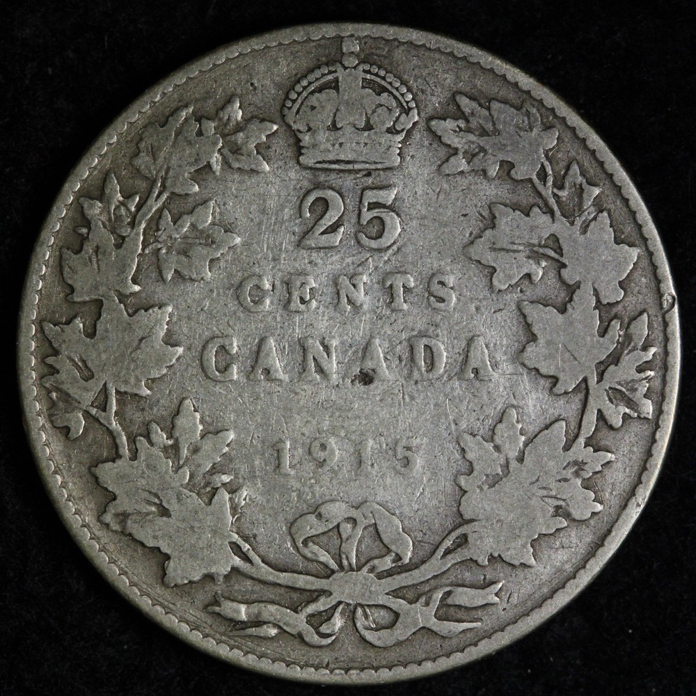 1915 Canada SILVER Twenty Five Cents E340 WSICH