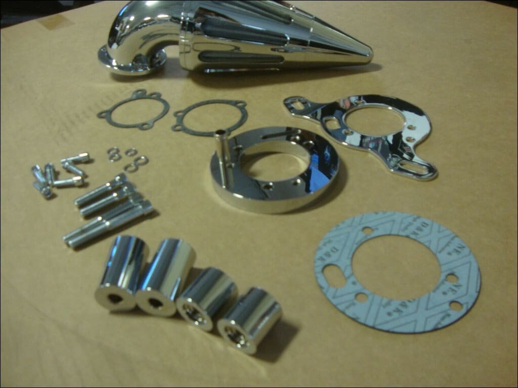 BIG DOG MOTORCYCLES OEM CHROME SPIKE AIR CLEANER w/ FILTER 117" 2005-2011 MODELS