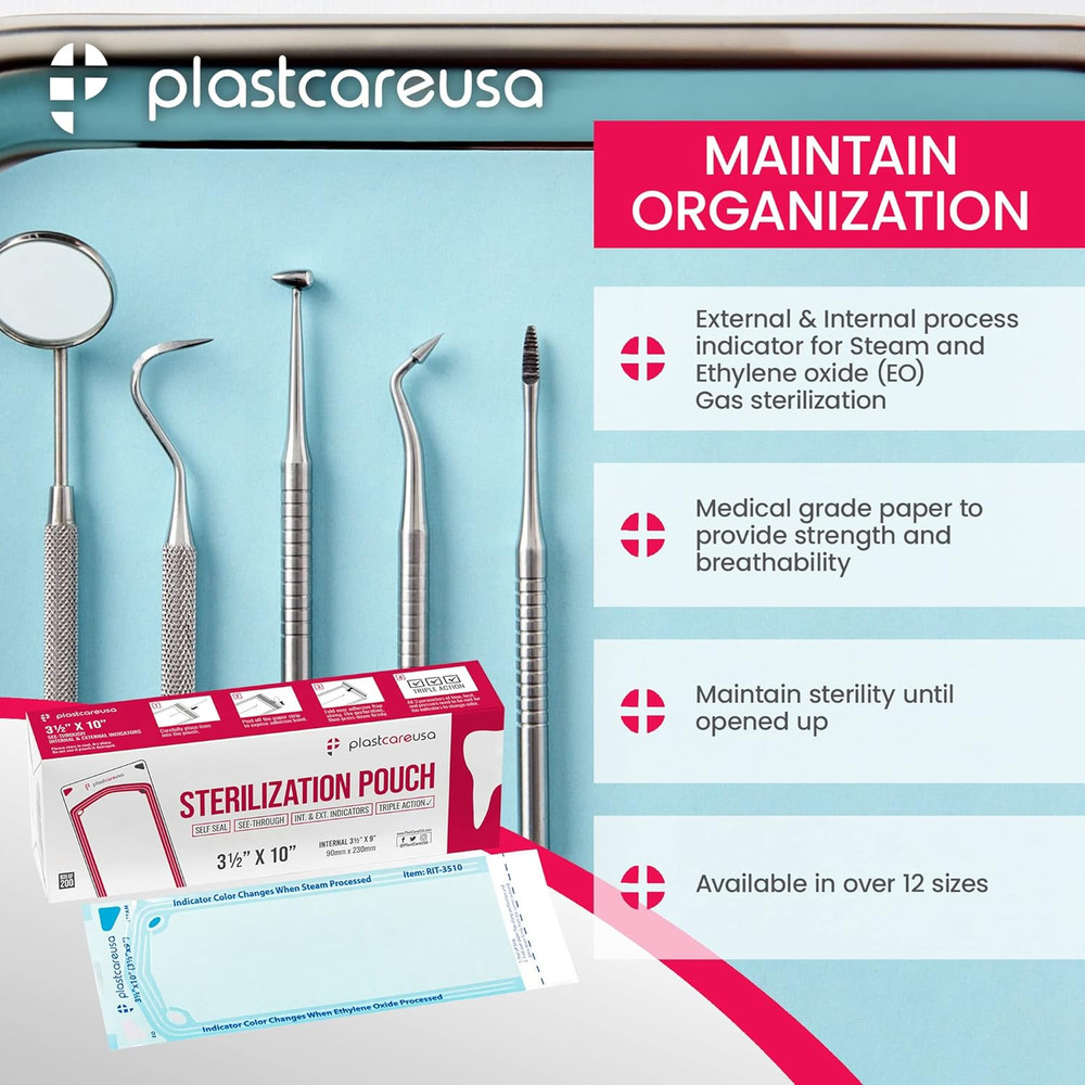 Self Seal Sterilization Pouch 3.5" X 10", 200 per Box