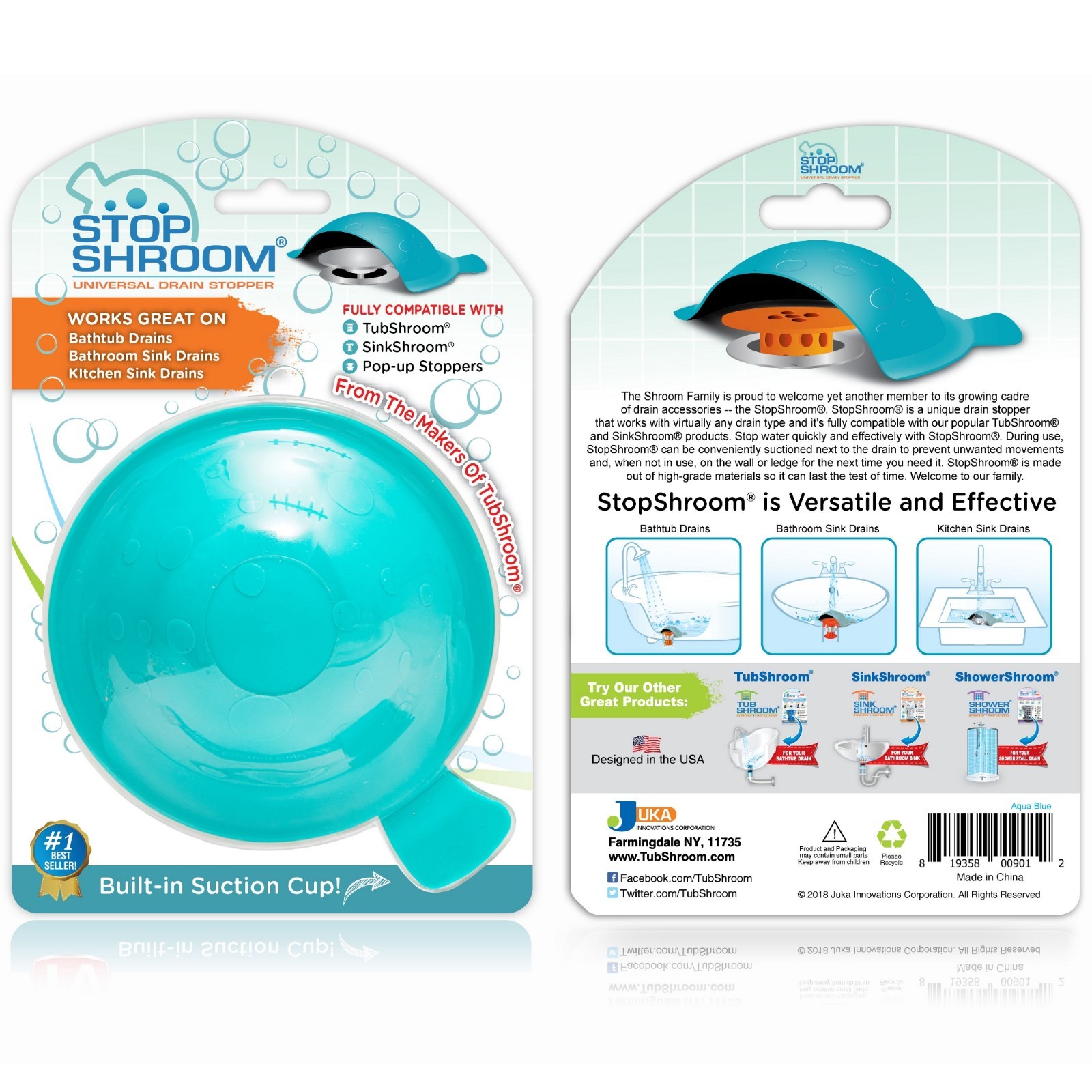 StopShroom® Universal Stopper Cover for Bathtub and Bathroom Drains by TubShroom