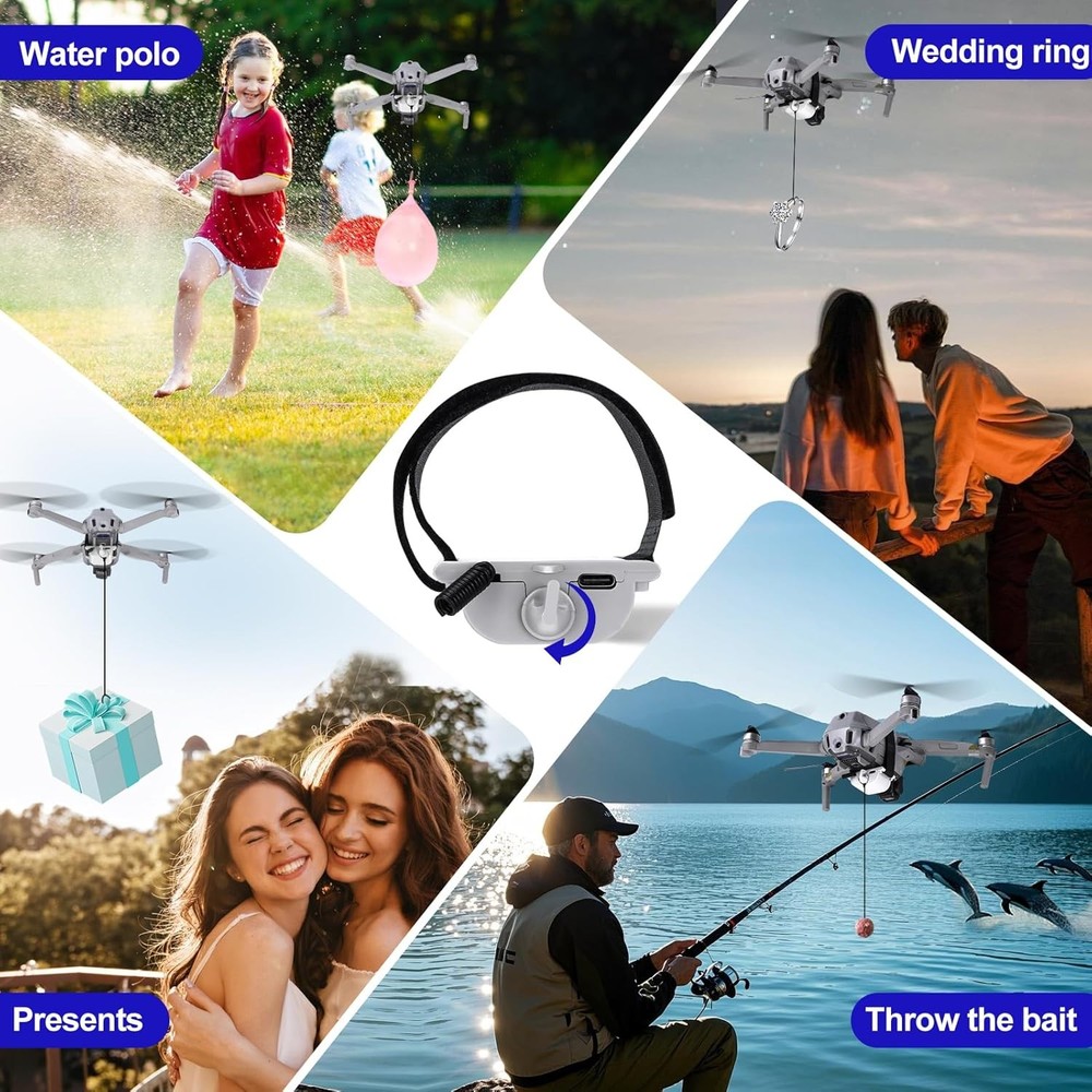 Universal payload delivery system for drone Release Device, Payload gray