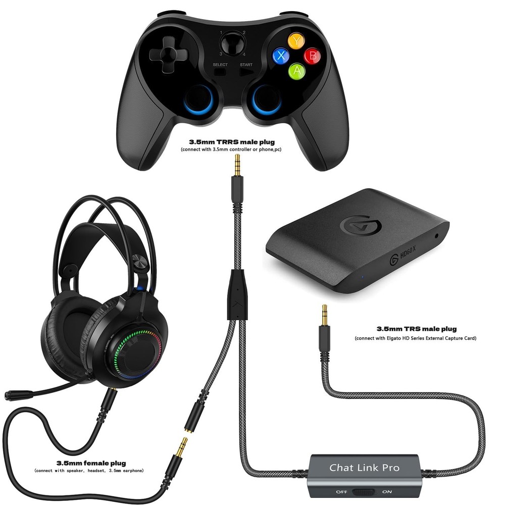 Chat Link Pro Cable for Nintendo Switch Xbox One PS4 PS5 with Isolator (6.6FT) (