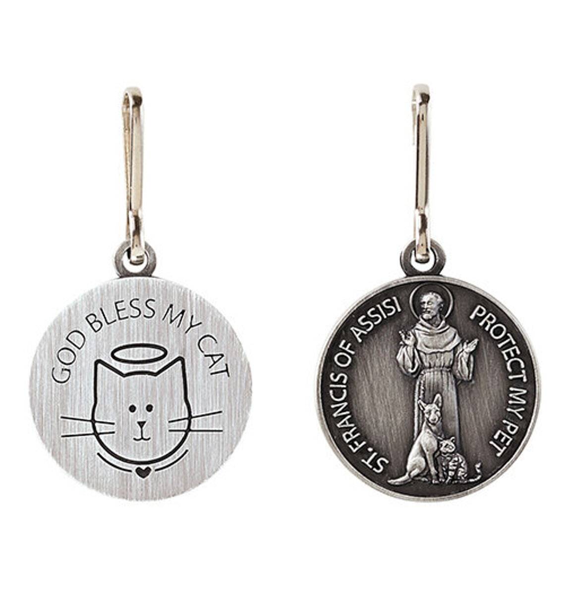 St. Francis Pet Medal - God Bless My Cat - 1 Inch(B3669)