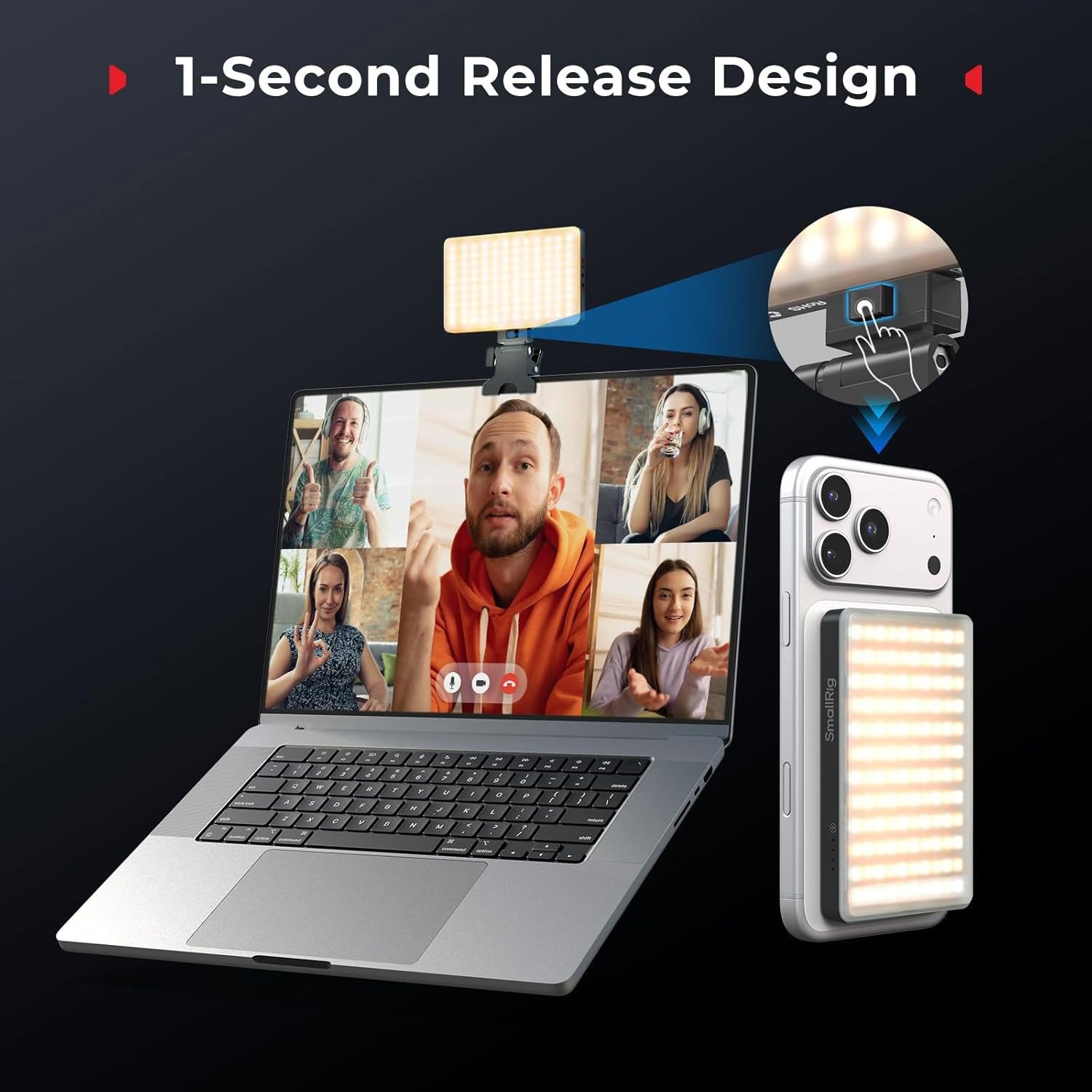 SmallRig Magnetic Selfie Phone LED Video Light 2700K-6500K for iPhone Camera