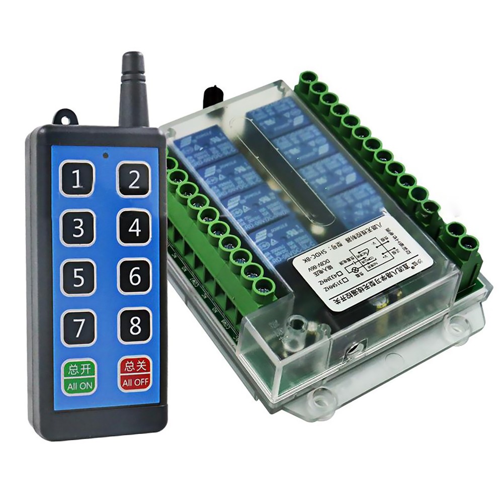 Safe 8 Channel Wireless RF433MHz Remote Control Switch Relay Module DC8-86V