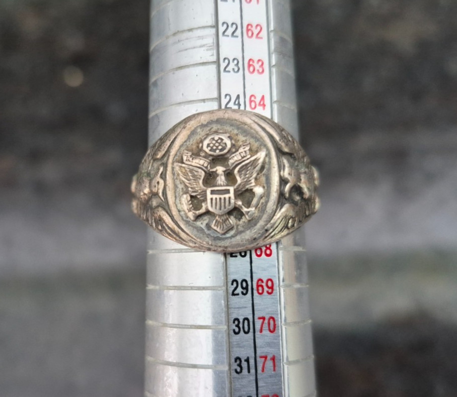 WW2 Army Military Patriotic Ring 925 Sterling Silver Size 11 3/4