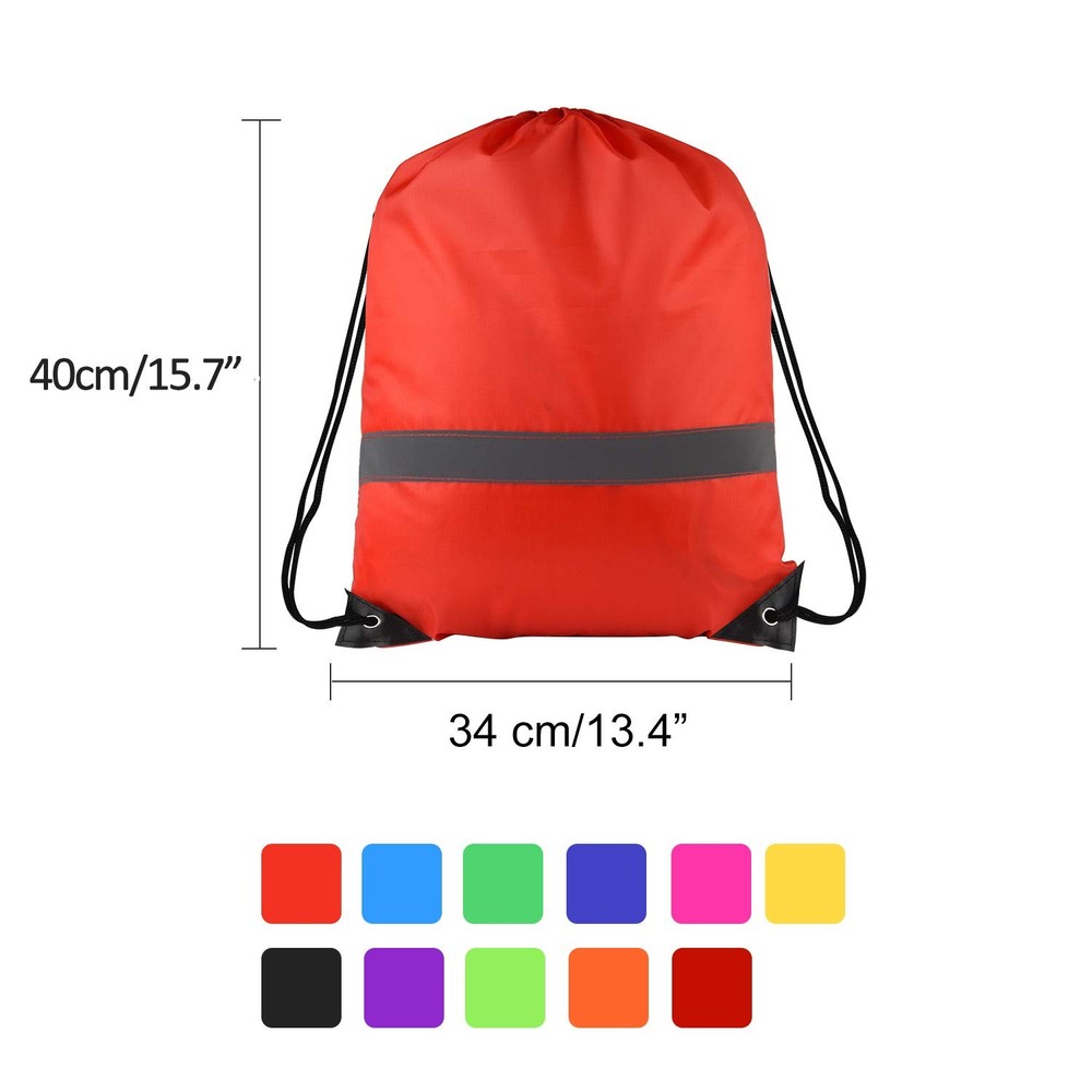 22 Pcs Drawstring Backpack Bag Bulk Reflective Backpack String Bags Cinch Sac...