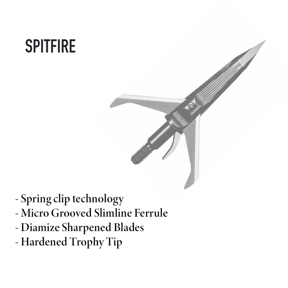 Spitfire Mechanical Broadhead 1 1/2" Cut Diameter 125 Grain Front Deploying 3...