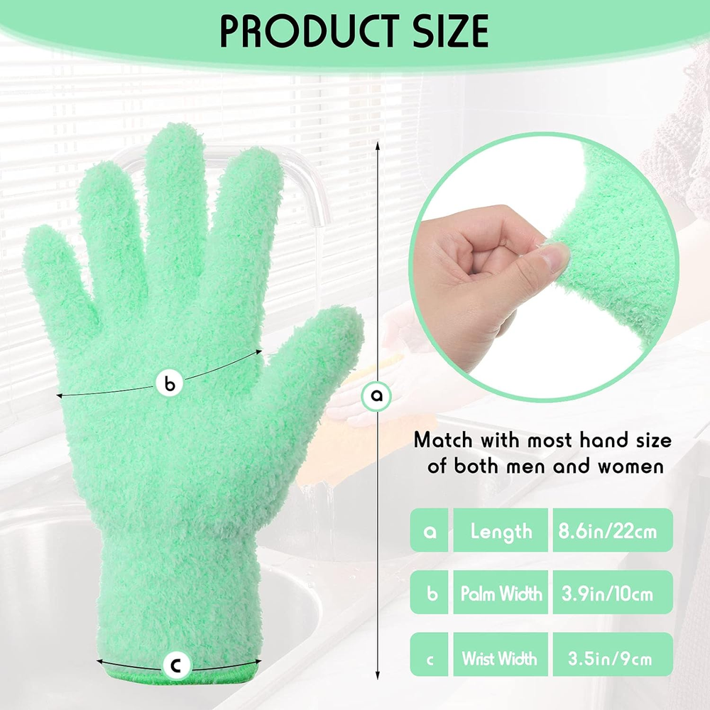 4 Pairs Microfiber Auto Dusting Cleaning Gloves Washable Cleaning