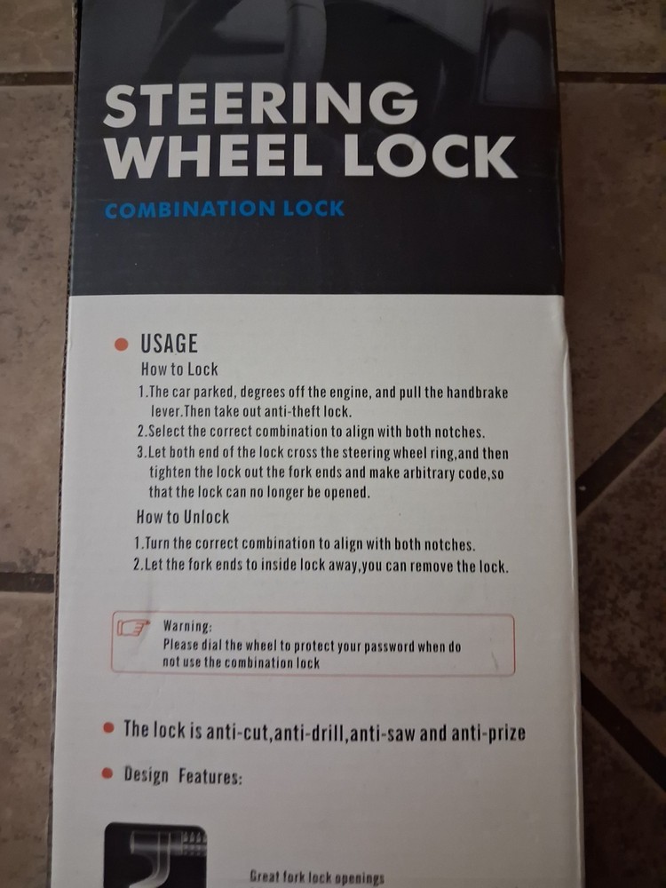 Universal Steering Wheel Lock 5 Digit Combination Anti Theft