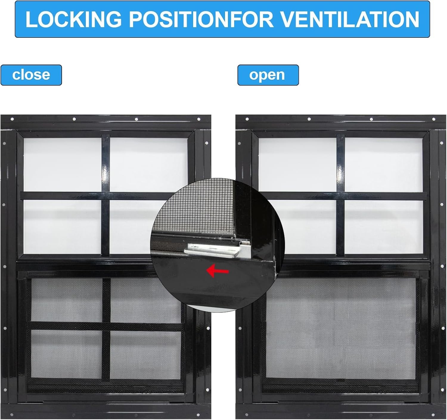 2 Pack Shed Windows with Black Frame, 24 x 36 Flush Mount Small Window with T...