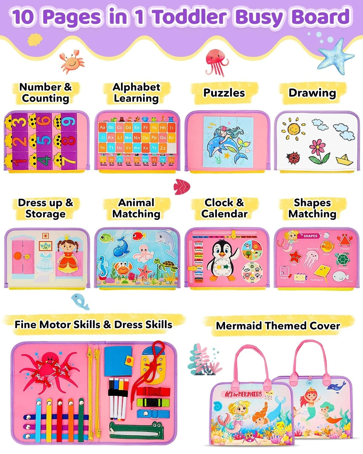 Toddler Montessori Busy Board Kids Montessori Learning Toys, Toddlers Travel Toy