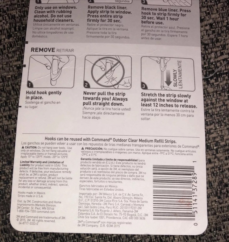 Command Outdoor Medium Clear Window Hooks with Clear Strips 17091CLR-AWES. New