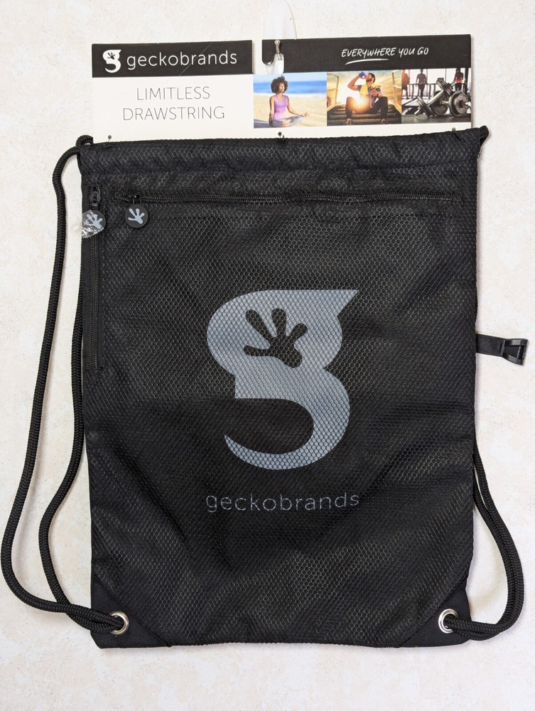 Geckobrands Limitless Black Drawstring Bag Backpack Cinch Closure
