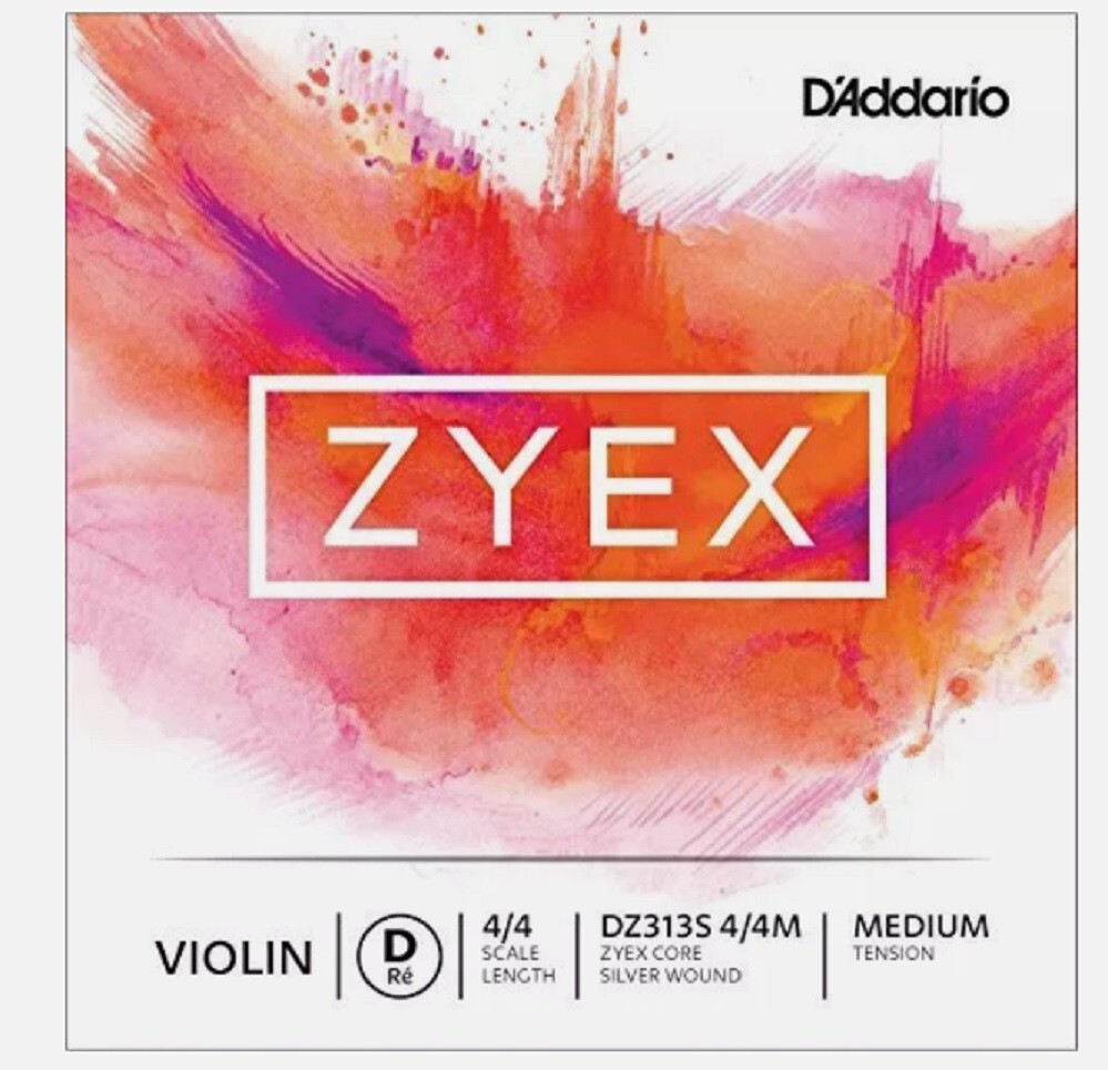 Single Silver Violin D String 4/4 Scale Medium Tension Wound Zyex