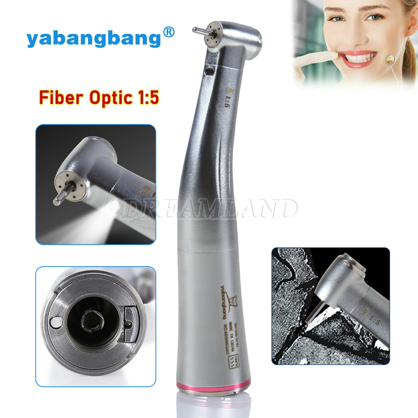 1-50 Yabangbang Dental LED 1:5 Increasing Fiber Optic Contra Angle Handpiece