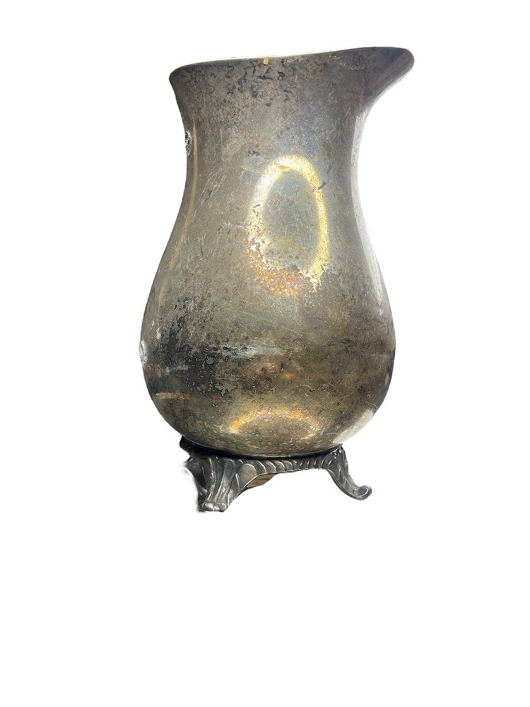 WM Rogers Pitcher Footed  817 Silver Plate Water Beverage Broken Handle