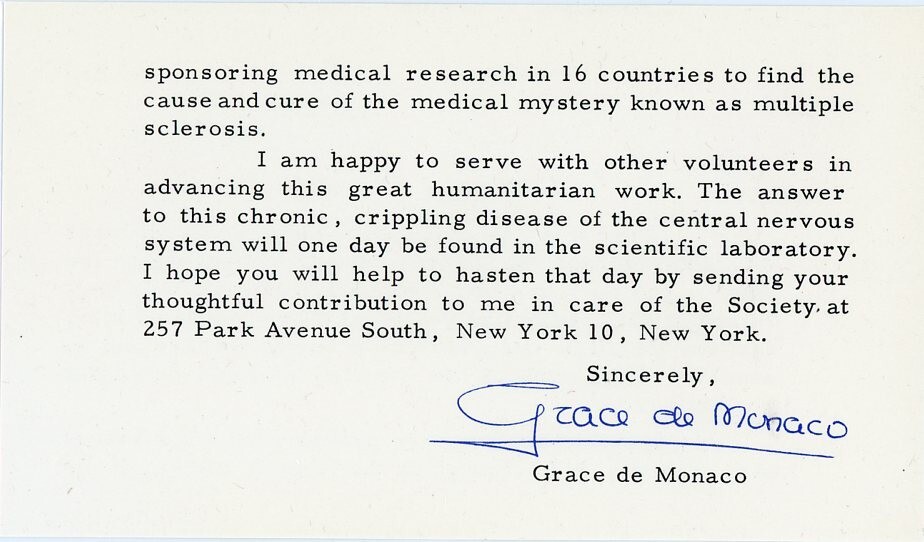 Grace De Monaco FDC Insert (No Envelope) Signed by Her