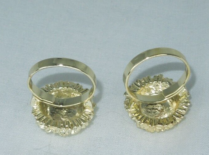 2 Ring Blanks Settings Cabochon Adjustable silver Plated Brass NEW 86V