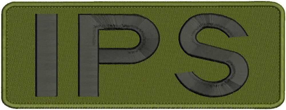 IPS EMBROIDERY PATCH 10.5X3.75  HOOK ON BACK BLK ON OD GREEN