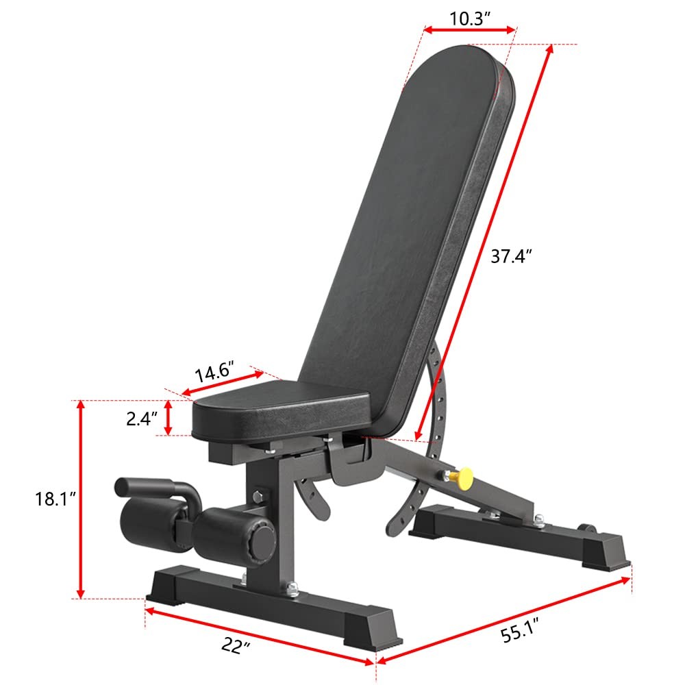Adjustable Bench, Professional Weight Bench, Incline Flat Decline Sit Up Benc...