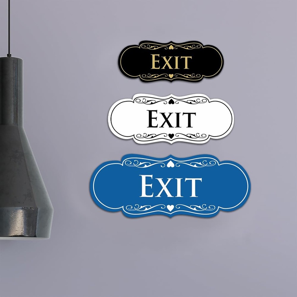 Designer EXIT Sign - Silver - Small (1 Pack) 2" x 5" - Small (1 Pack)