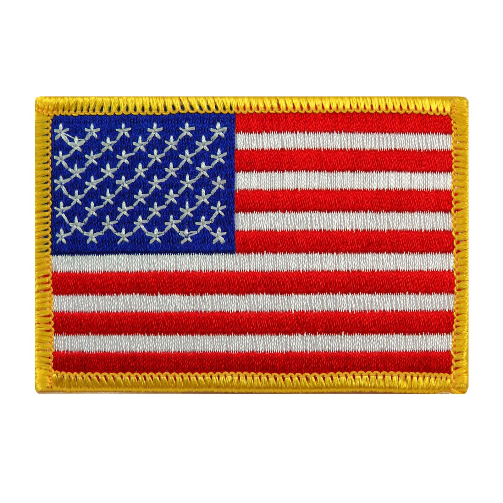 AMERICAN FLAG PATCH embroidered iron-on GOLD BORDER USA US United States QUALITY