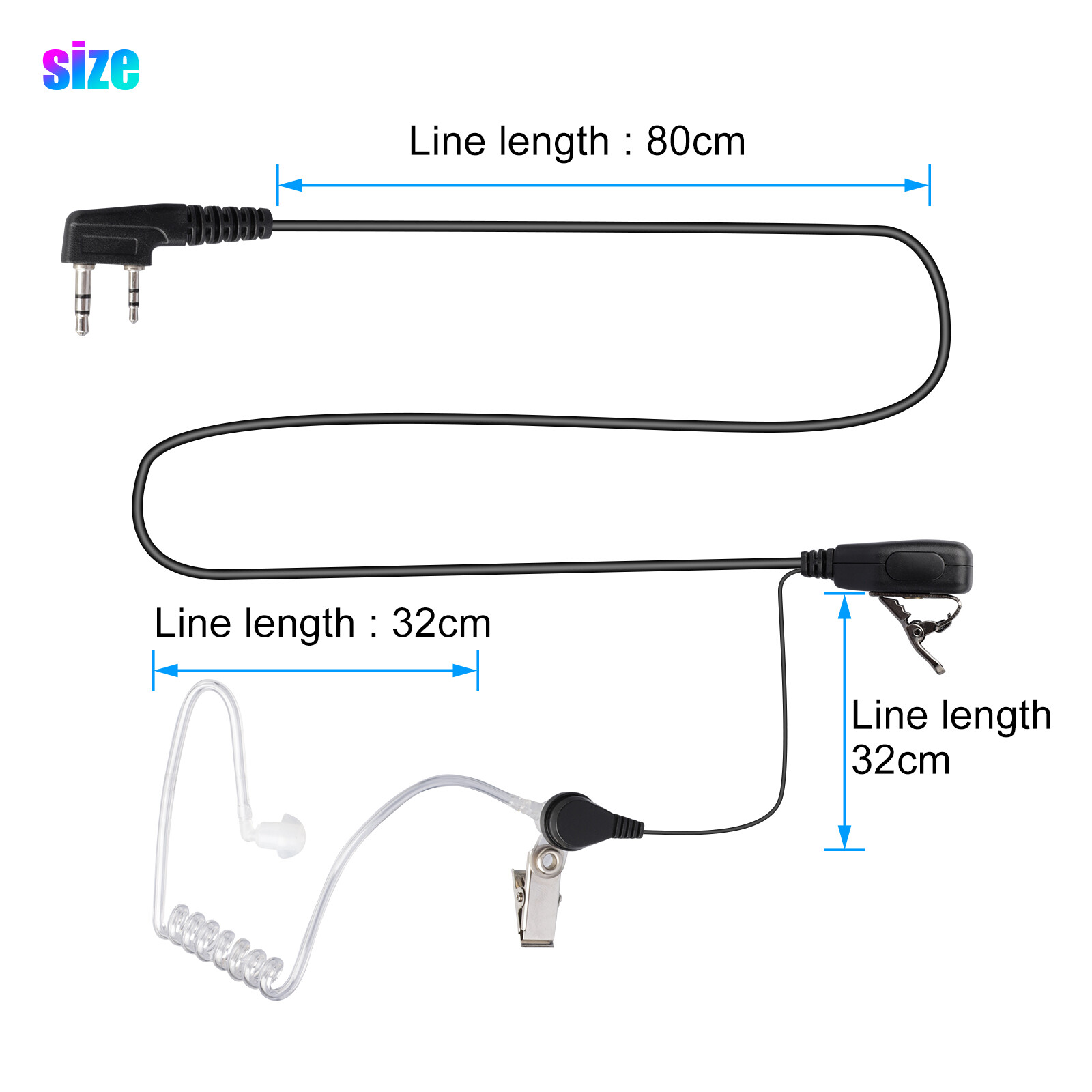 2 Pin Walkie Talkie Earpiece Headset Earphone for BAOFENG/BAOJIE/WEIERWEI Radio