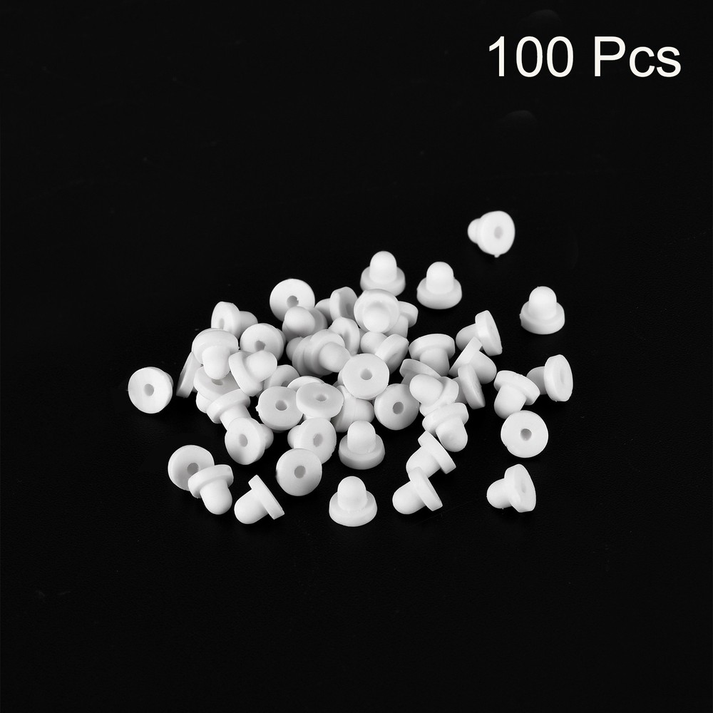 Earring Backs, 100pcs - Silicone Soft Earring Backs for Studs (White,6mm)