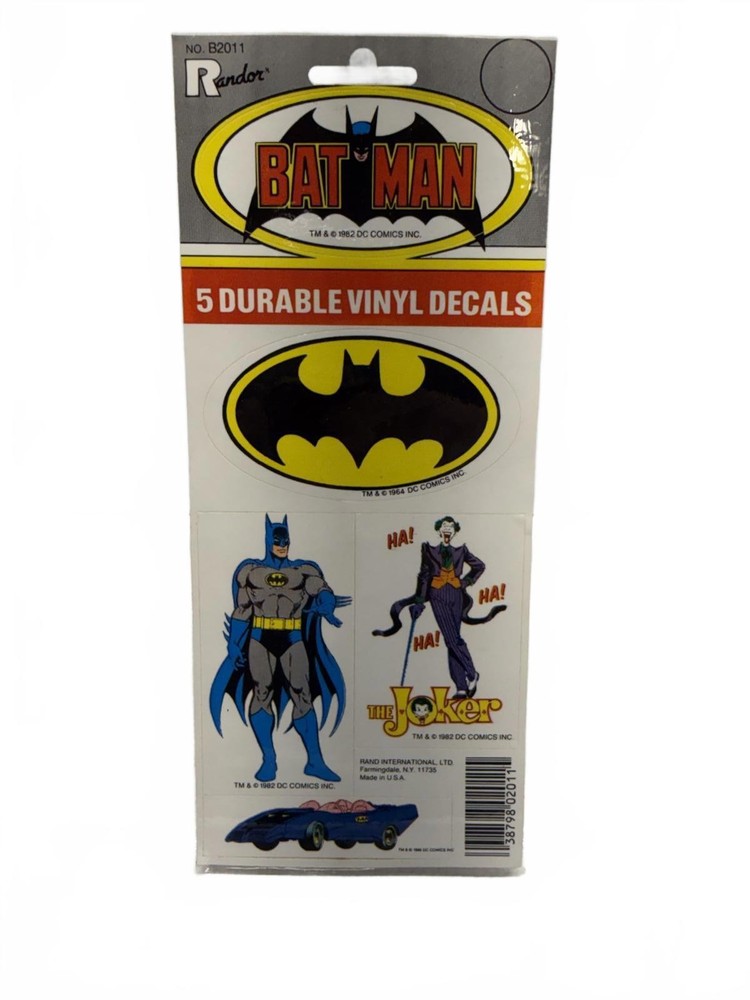 Vintage Batman 5 Durable Vinyl Decals 1982 DC Comics New