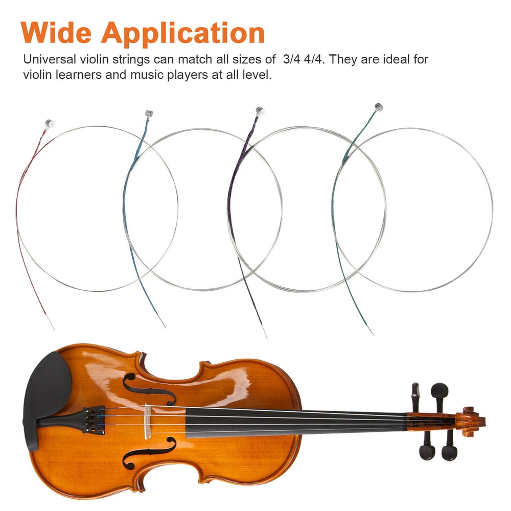 4PCS 3/4 4/4 Violin Strings Set Steel Strings E A D G Wound Fiddle String O7L5