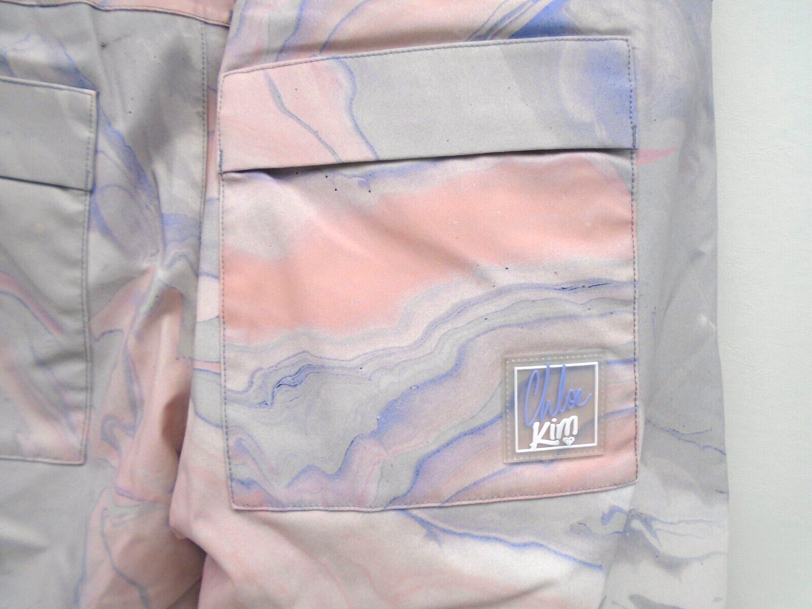 ROXY CHLOE KIM WOMEN'S MEDIUM GRAY / VIOLET MARBLE SKI SNOWBOARD WINTER PANTS